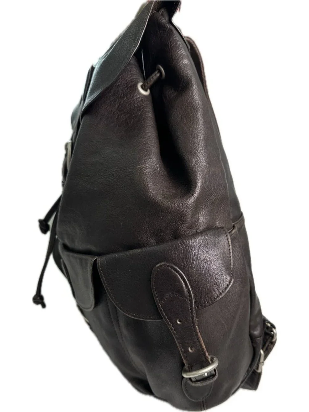 London Fog Leather Backpack Dark Brown Rucksack Rustic Travel Heritage Bag